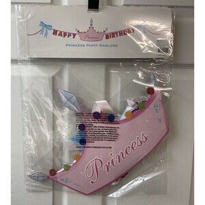Dept 56 Glitterville Happy Birthday Princess Paper Banner Garland in Package
